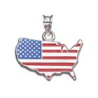 Logoart Sterling Silver United States American Flag Pendant, Women's, Multicolor