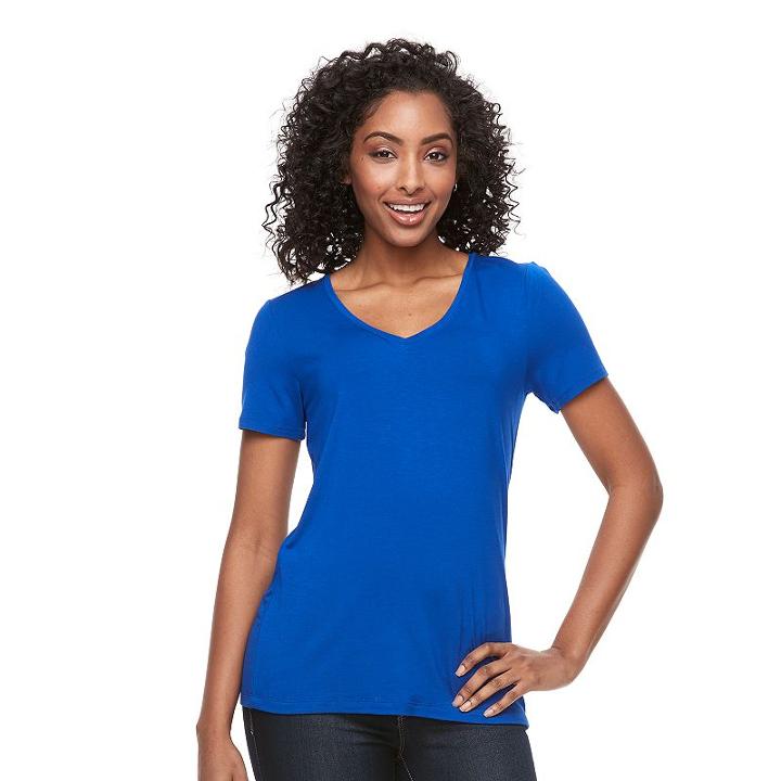 Women's Apt. 9&reg; Essential V-neck Tee, Size: Xl, Blue