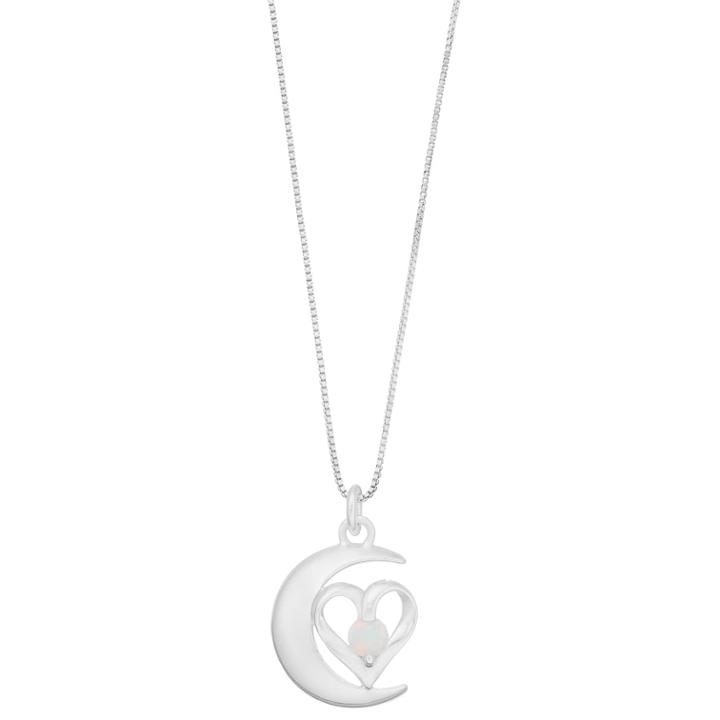 Timeless Sterling Silver Moon & Back Pendant Necklace, Women's, White