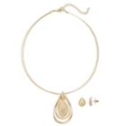 Napier Teardrop Pendant Necklace & Stud Earring Set, Women's, Gold
