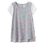 Girls Plus Size So&reg; Floral Lace Sleeve Tee, Size: 16 1/2, Med Grey