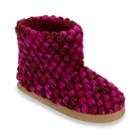 Dearfoams Women's Popcorn Knit Memory Foam Bootie Slippers, Size: Large, Dark Red