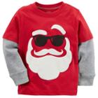 Boys 4-7 Carter's Christmas Santa Mock-layer Tee, Size: 8, Red
