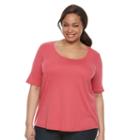 Croft & Barrow, Plus Size &reg; Scoopneck Tee, Women's, Size: 1xl, Brt Red