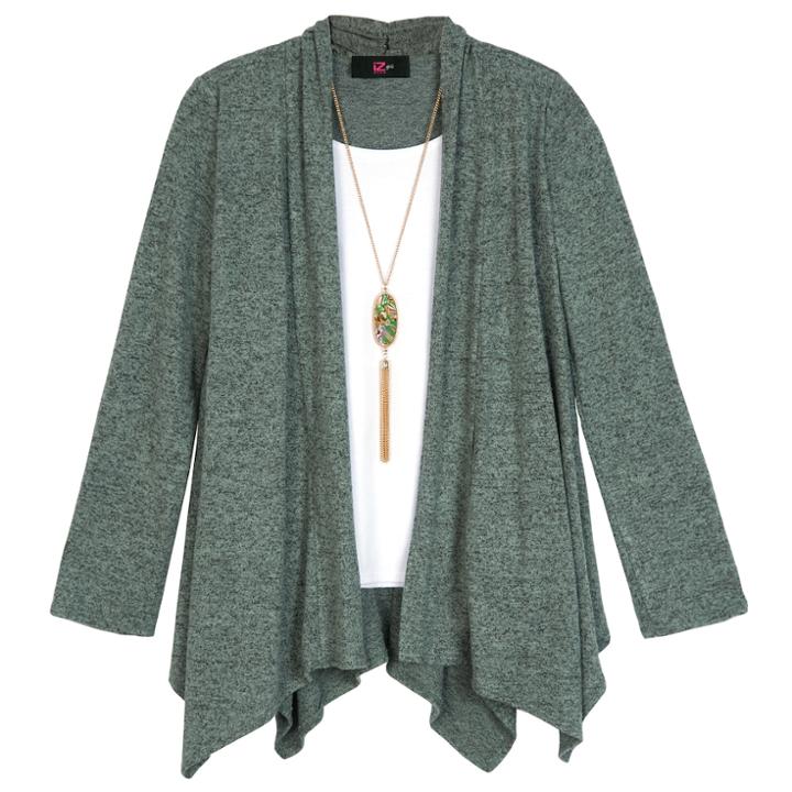 Girls 7-16 & Plus Size Iz Amy Byer Handkerchief Hem Cozy Top With Necklace, Size: Medium, Green Oth