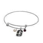 Fiora Sterling Silver Stanford Cardinal Charm Bangle Bracelet, Women's, Dark Red