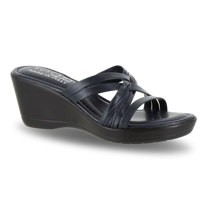 Tuscany By Easy Street Luisa Women's Wedge Sandals, Size: Medium (9.5), Blue (navy)