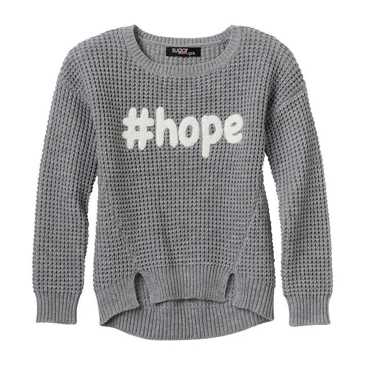 Girls 7-16 Sugar Rush Applique Graphic Sweater, Girl's, Size: Large, Grey Other