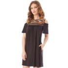 Women's Apt. 9&reg; Cold-shoulder Embroidered Swing Dress, Size: Small, Black