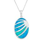 Lab-created Blue Opal Sterling Silver Abstract Oval Pendant Necklace, Women's, Size: 18