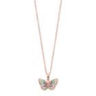 14k Rose Gold Plated Crystal Butterfly Pendant Necklace, Women's, Multicolor