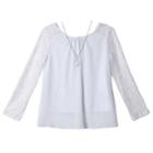 Girls 7-16 Iz Amy Byer Lace Sleeve Woven Top With Necklace, Size: Small, White
