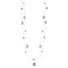 Beaded & Hammered Link Long Layered Necklace, Women's, Silver