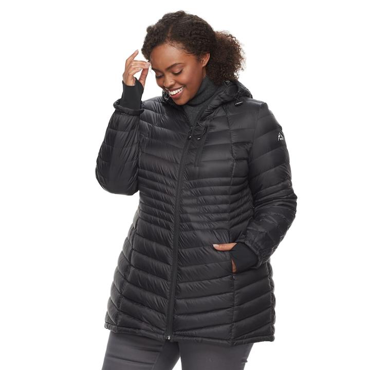 Plus Size Halitech Lightweight Packable Puffer Coat With Hood, Women's, Size: 1xl, Black