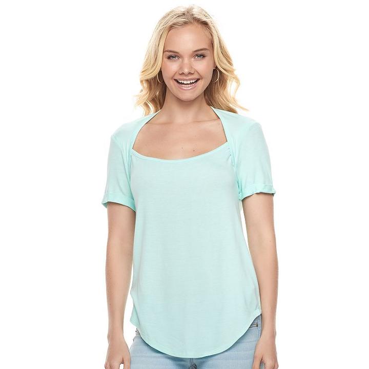 Juniors' So&reg; Open Back Tee, Teens, Size: Xs, Turquoise/blue (turq/aqua)