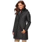 Women's Chaps Hooded Quilted Walker Jacket, Size: Small, Black