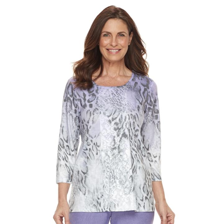 Women's Alfred Dunner Studio Ombre Leopard Print Top, Size: Xl, Ombre Lace
