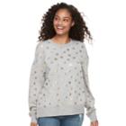Juniors' Foil Snowflake Sweatshirt, Teens, Size: Small, Med Grey