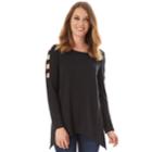 Women's Apt. 9&reg; Cage Sleeve Tee, Size: Xxl, Black