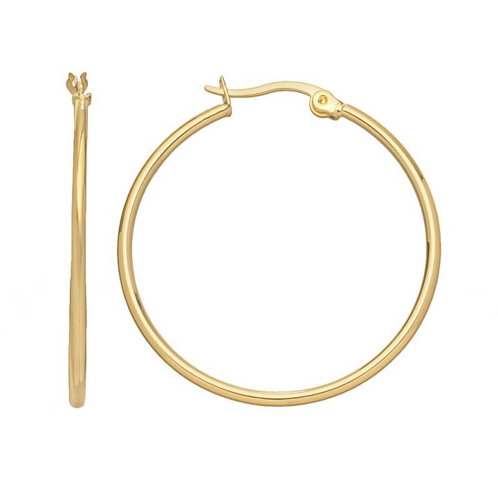 14k Gold Plated Hoop Earrings, Women's, Yellow