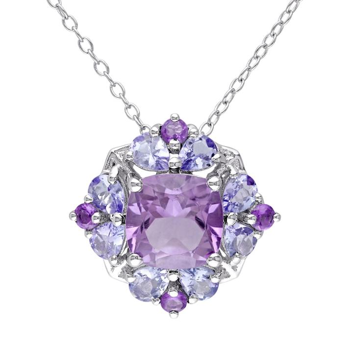 Stella Grace Amethyst & Tanzanite Sterling Silver Flower Pendant Necklace, Women's, Size: 18, Purple