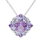 Stella Grace Amethyst & Tanzanite Sterling Silver Flower Pendant Necklace, Women's, Size: 18, Purple