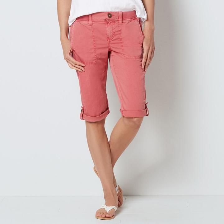 Petite Sonoma Goods For Life&trade; Button-tab Skimmer Capris, Women's, Size: 2 Petite, Light Red