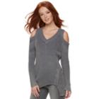 Women's Rock & Republic&reg; Ribbed Cold-shoulder Sweater, Size: Large, Dark Blue