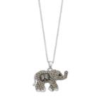 Brilliance Silver Plated Elephant Pendant With Swarovski Crystals, Women's, Grey