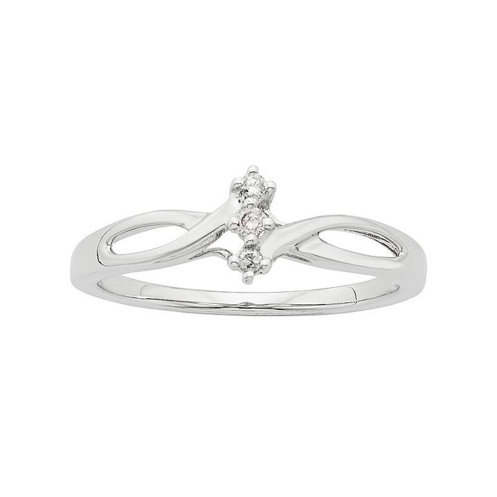 Sterling Silver Diamond Accent 3-stone Promise Ring, Women's, Size: 5, White