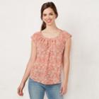 Women's Lc Lauren Conrad Love, Lauren Pleated Top, Size: Large, Pink