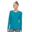 Women's Tek Gear&reg; Terry Ribbed Long Sleeve Top, Size: Small, Turquoise/blue (turq/aqua)