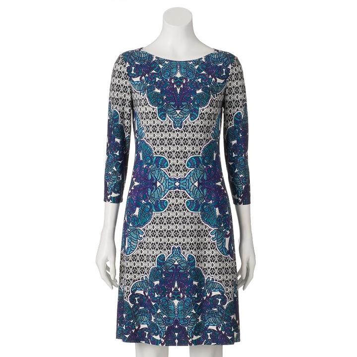 Women's Suite 7 Print Shift Dress, Size: 10, Turquoise/blue (turq/aqua)