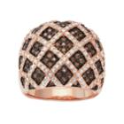 14k Rose Gold Over Silver Cubic Zirconia Lattice Ring, Women's, Size: 6, Brown