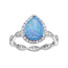 Sophie Miller Sterling Silver Lab-created Blue Opal & Cubic Zirconia Pear Ring, Women's, Size: 8
