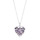 Sterling Silver Purple Pressed Flower Heart Pendant Necklace, Women's, Size: 18