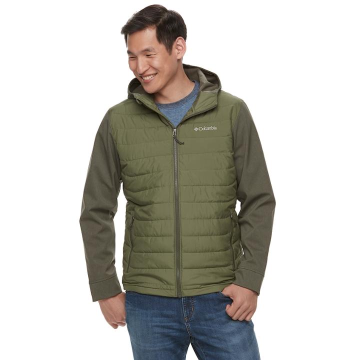 Big & Tall Columbia Oyanta Trail Thermal Coil Colorblock Hooded Hybrid Jacket, Men's, Size: 3xl Tall, Dark Green