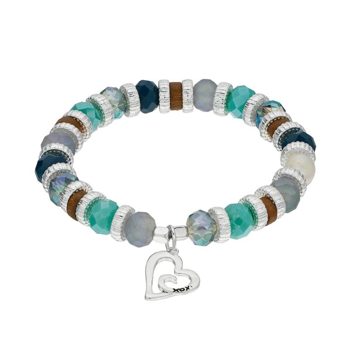 Believe In Beaded Heart Charm Stretch Bracelet, Women's, Multicolor