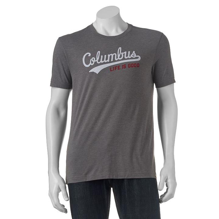 Men's Life Is Good Columbus Tee, Size: Xxl, Med Grey