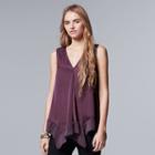 Women's Simply Vera Vera Wang Handkerchief Tank, Size: Small, Drk Purple