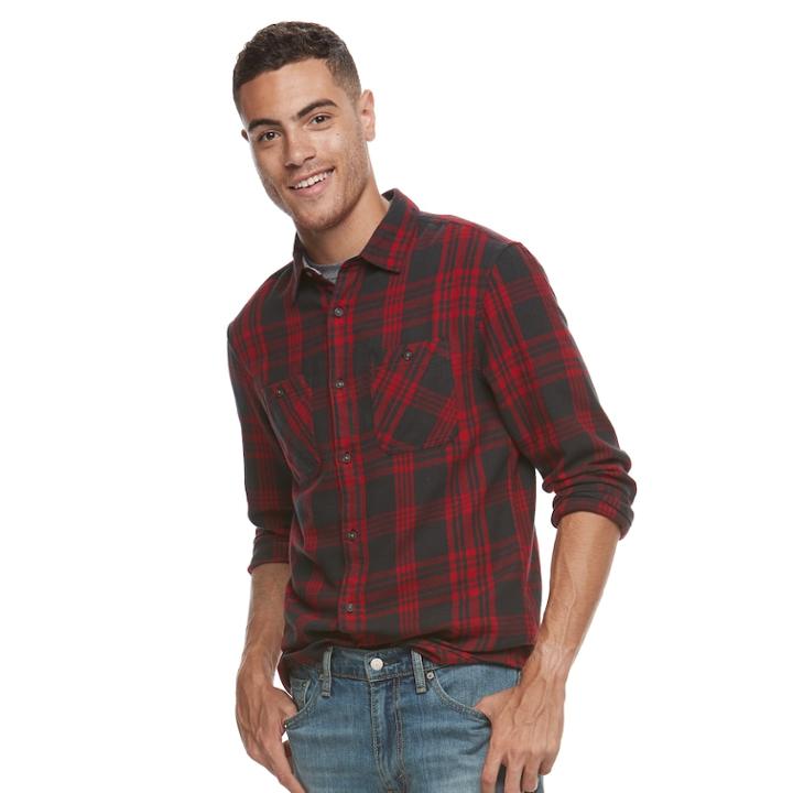 Men's Urban Pipeline&reg; Awesomely Soft Ultimate Plaid Flannel Shirt, Size: Small, Med Red
