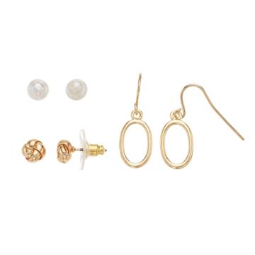 Napier Simulated Pearl Nickel Free Earring Set, Women's, Gold