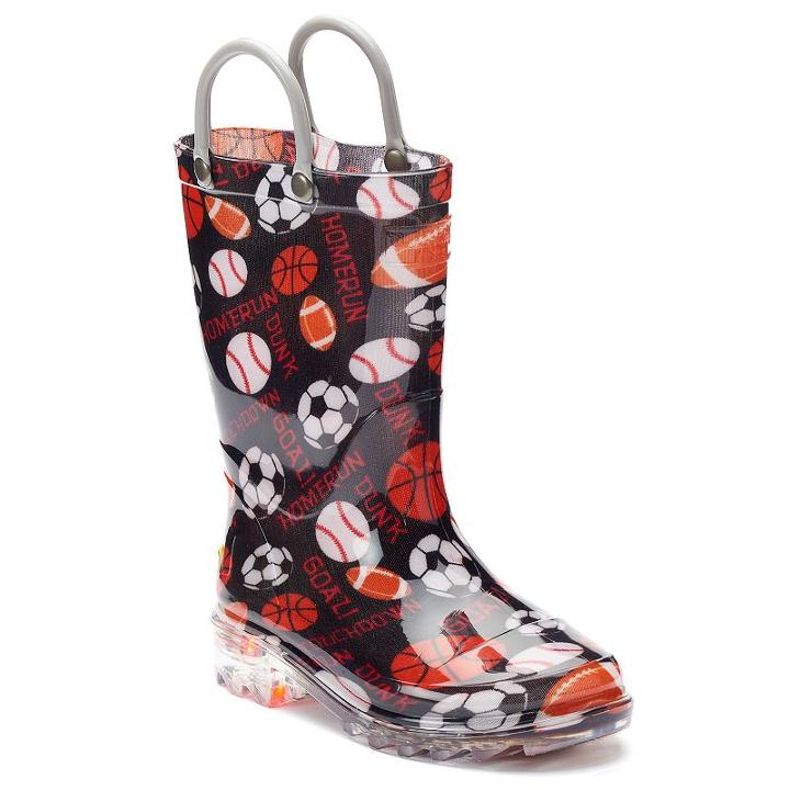 Western Chief Sports Toddler Boys' Light-up Waterproof Rain Boots, Boy's, Size: 10 T, Black