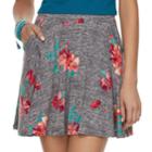 Juniors' So&reg; Floral Skater Skirt, Teens, Size: Small, Med Grey