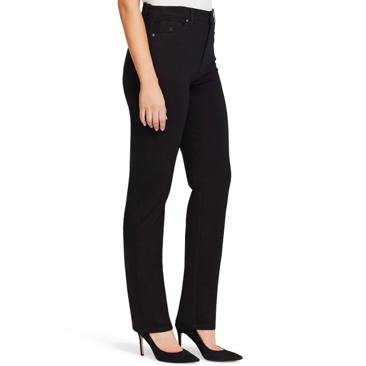 Women's Gloria Vanderbilt Amanda Slimming High-waisted Ponte Pants, Size: 18 Short, Black