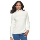 Women's Croft & Barrow&reg; Long Sleeve Turtleneck Top, Size: Medium, Natural