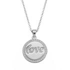 Qnotes Cubic Zirconia Sterling Silver Love Disc Pendant Necklace, Women's, Size: 18, White