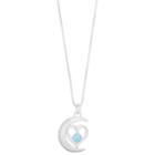 Timeless Blue Topaz Heart Moon Pendant Necklace, Women's