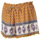 About A Girl, Juniors' Print Pom-pom Shortie Shorts, Size: Xl, Med Yellow