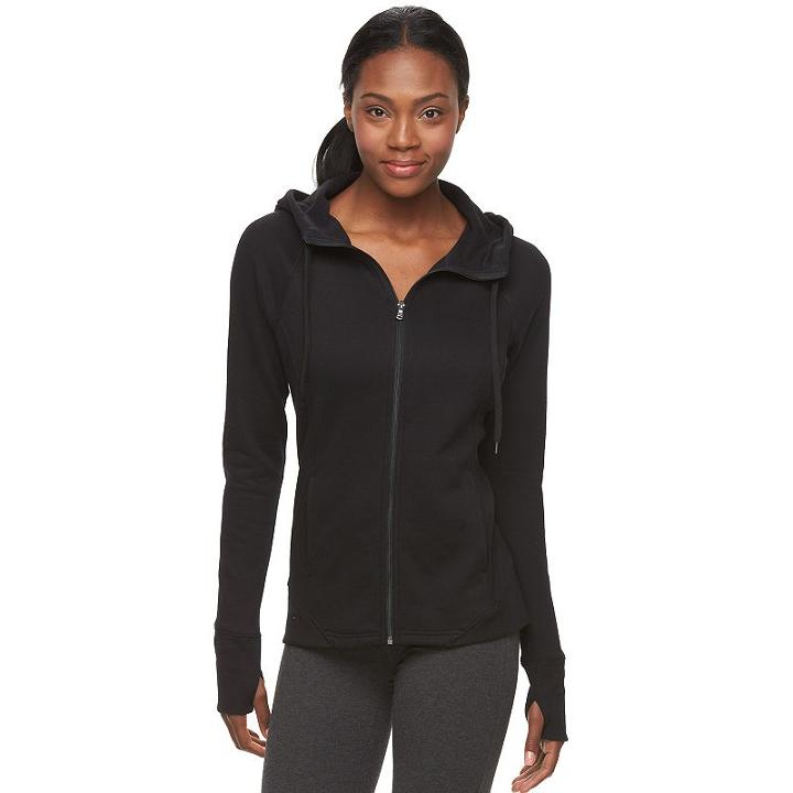 Women's Tek Gear&reg; Full-zip Fleece Hoodie, Size: Medium, Black